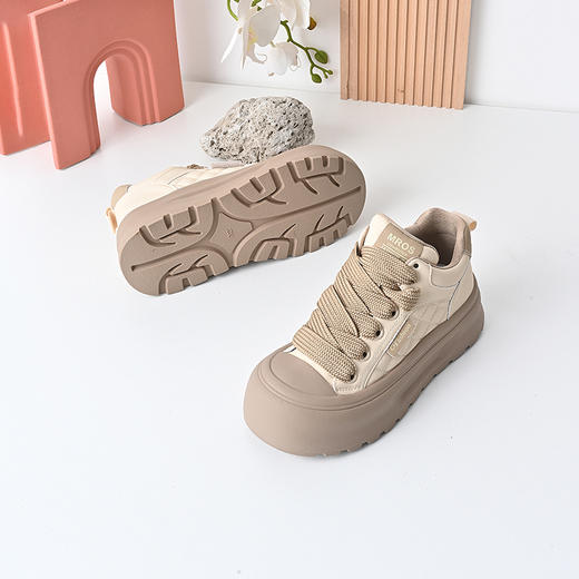 经典鲨2024年冬新款时尚韩版百搭圆头系带平底休闲鞋板鞋女KW279-D58321 商品图3