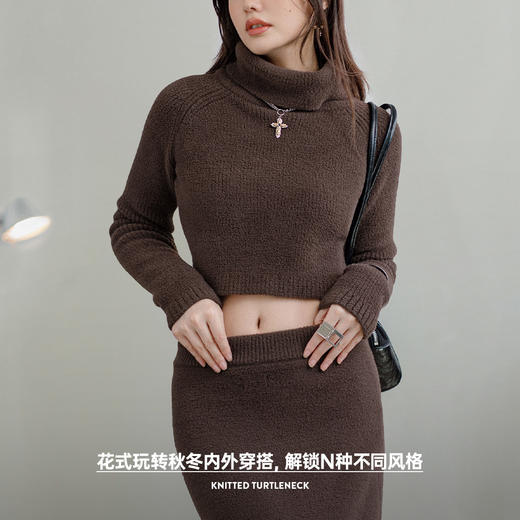 马登仿羊羔绒高领衫保暖抗寒毛衣长袖磨毛内搭打底厚针织衫秋冬女 商品图4