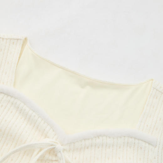 法式浪漫钩花蕾丝纹理磨毛长袖连衣裙女早春针织裙V4243201 商品图5