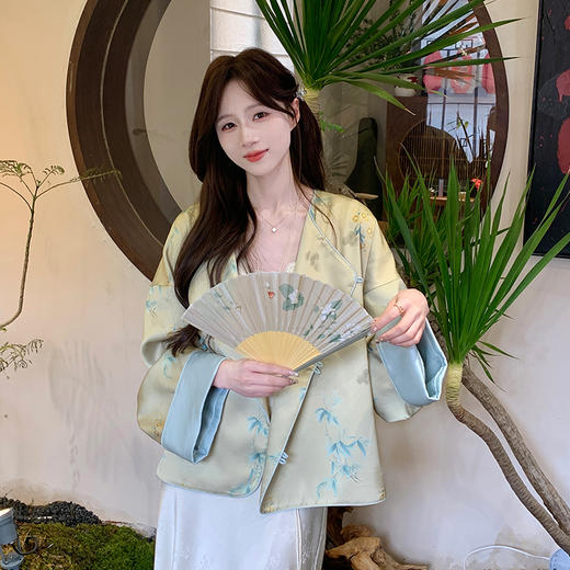 金蘑菇菇【百里蓝鸢】设计师高定新中式国风印花高级气质外套女 商品图0