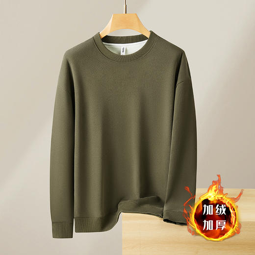 【超柔绒】【新款DX】大依优型大码圆领加绒卫衣长袖加肥加大休闲运动上衣男打底衫胖子冬季保暖 商品图4