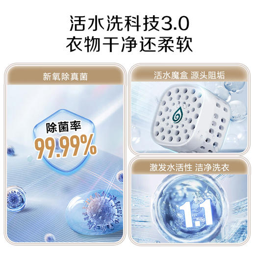 海信罗马假日洗衣机罗马绿 全自动滚筒洗衣机10公斤家用大容量洗烘一体超薄活水洗WD100R4 商品图3