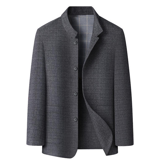 【中山领小立领】【新款DLC】大依优型品质双面呢羊毛呢大衣翻领外套商务夹克男宽松加肥加大码上衣胖子正装休闲 商品图9