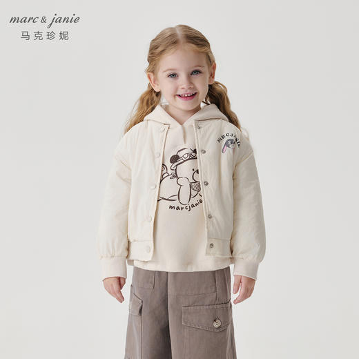 马克珍妮女童趣味印花夹棉棒球服外套2024年秋装新款241631 商品图1