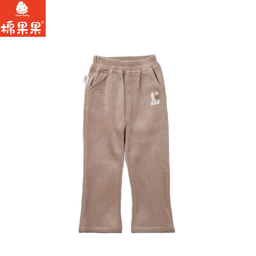 棉果果专柜同款冬季新品女童微喇复合抽条天鹅绒加绒长裤M522200424657 商品图0