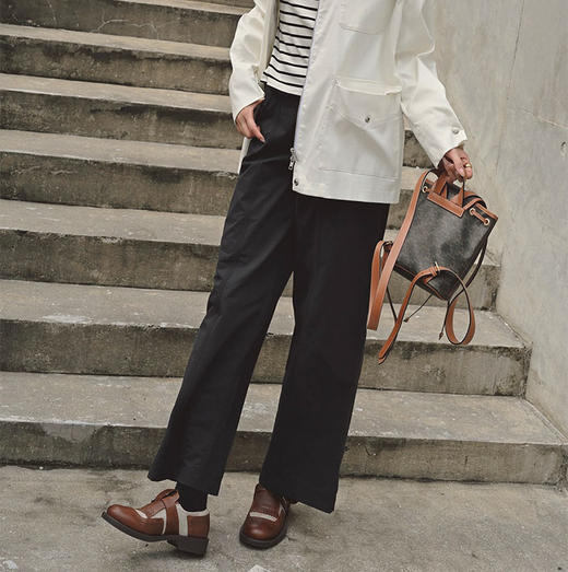 【顺丰包邮】02446 洛诗琳早秋进口棉高腰宽松复古显瘦直筒裤女570 商品图2