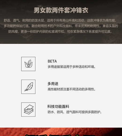 狼族优品丨户外防水防风两件套冲锋衣男女款-26688 商品图4