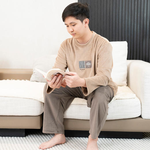 【169元1套】秋冬男士长袖长裤海岛绒套头家居套装-6243219 商品图2