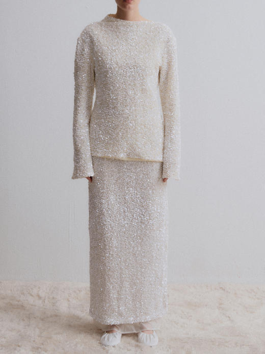 VC｜AW24028 Berta sequin long blouse  [ 亮片  白 ] 商品图1