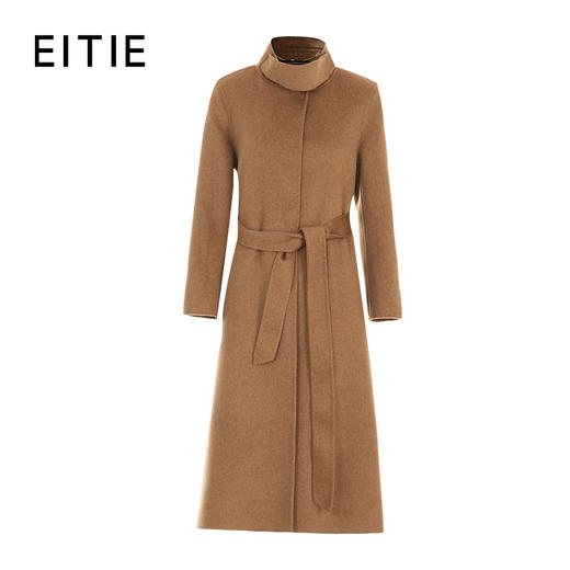 EITIE爱特爱冬新款气质立领收腰显瘦高级感长款羊毛骆驼绒毛呢大衣8014721 商品图5