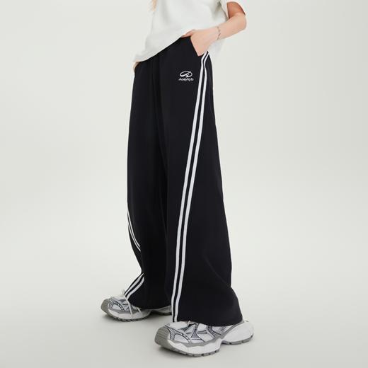 YKYB新款复合摇粒绒防泼水白暖御寒潮流不规则拼接百搭阔版直筒裤 商品图0