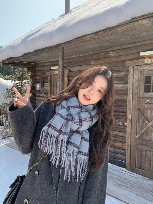 【YW】无忧购韩系ins慵懒百搭格子流苏围巾（截单后7天发货) 商品图0