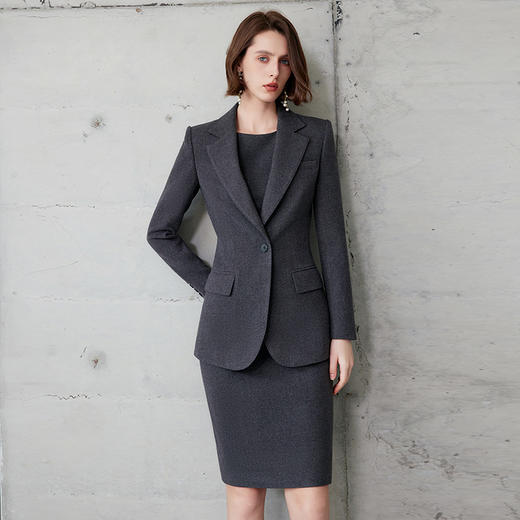 IWY/深灰色小香风背心裙两件套秋冬高级感毛呢外套加厚职业套装C2118+Q1225 商品图4