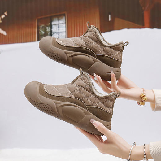 【女鞋棉鞋冬季新款】加绒百搭女学生潮保暖厚底休闲雪地靴 圆形鞋头设计 贴合脚型 商品图5