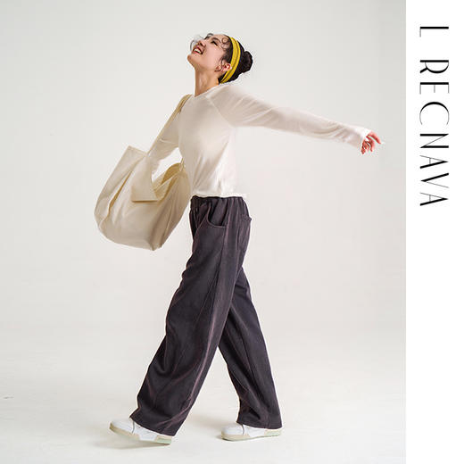 L RECNAVA [品质选择] 有加绒款 [90%棉]香蕉裤-中腰运动休闲长裤显瘦宽松裤 商品图11