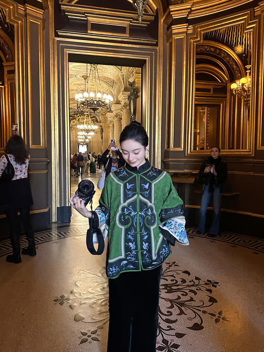 盛唐牡丹|高货-香云纱三蓝绣对襟外套 商品图9