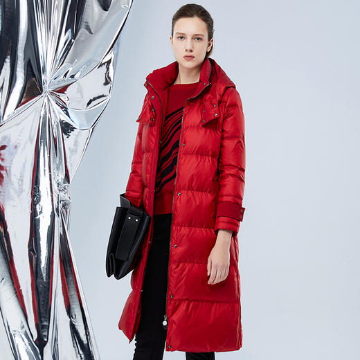 EITIE爱特爱冬季新款连帽百搭纯色女中长款羽绒服7611318 商品图4