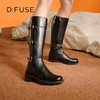 Dfuse迪芙斯2024冬季新款黑色酷飒金属扣骑士靴多条带长靴DF44117590 商品缩略图7