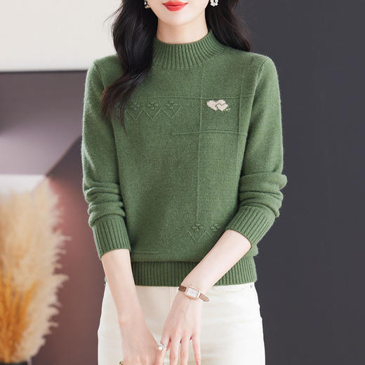 CC-103-79010半高领羊毛打底衫女秋冬内搭短款长袖针织上衣洋气毛衣女 商品图2