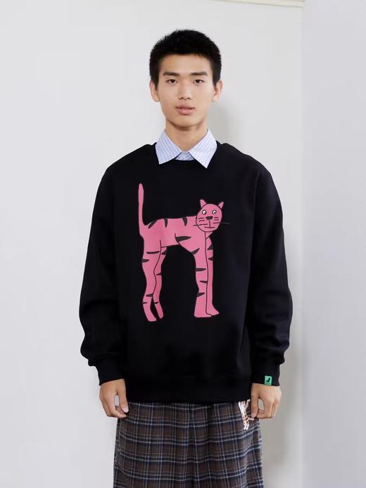 Mood Like Me/MWY2412/摇粒绒圆领粉猫咪卫衣 商品图2