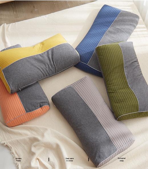老米优品🎈无印代工厂，设计款，民宿专供《立体针织双拼荞麦枕》 荞麦枕头吸汗透气, 护颈枕芯可拆洗  拼色款~ 商品图0