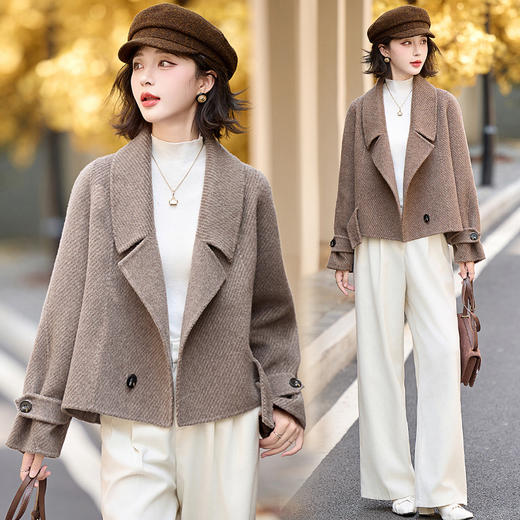 HR BX2627时尚毛呢外套休闲小个子羊毛大衣 商品图2