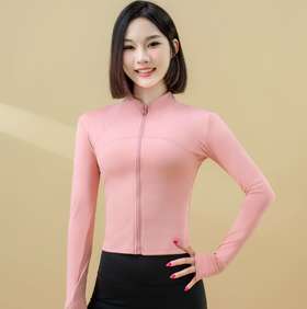 跃牌【瑜堂系列】高弹立领修身健身服显瘦瑜伽拼线上衣外套JYMW079
