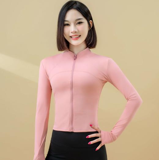 跃牌【瑜堂系列】高弹立领修身健身服显瘦瑜伽拼线上衣外套JYMW079 商品图0