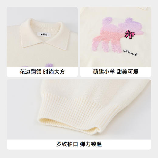 女童毛巾绣甜美毛衣冬季新款安奈儿童装实体店同款AG444622 商品图4