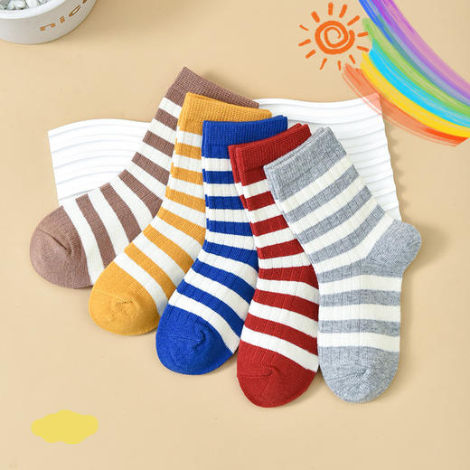 洁丽雅5双装儿童中筒袜可爱萌趣亲肤透气长绒棉舒适无感棉质童袜 商品图4
