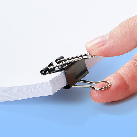 齐心黑色长尾夹 金属票据夹 凤尾夹 文具资料夹子 燕尾夹 多规格 1筒 商品图1