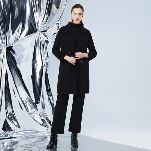 EITIE爱特爱冬季新款经典翻领显瘦中长款毛呢外套大衣7614325 商品图1