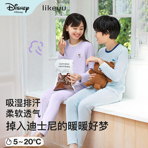likeuu儿童秋衣秋衣裤套装儿童迪士尼家居服男女童睡衣LGO142012 商品图0