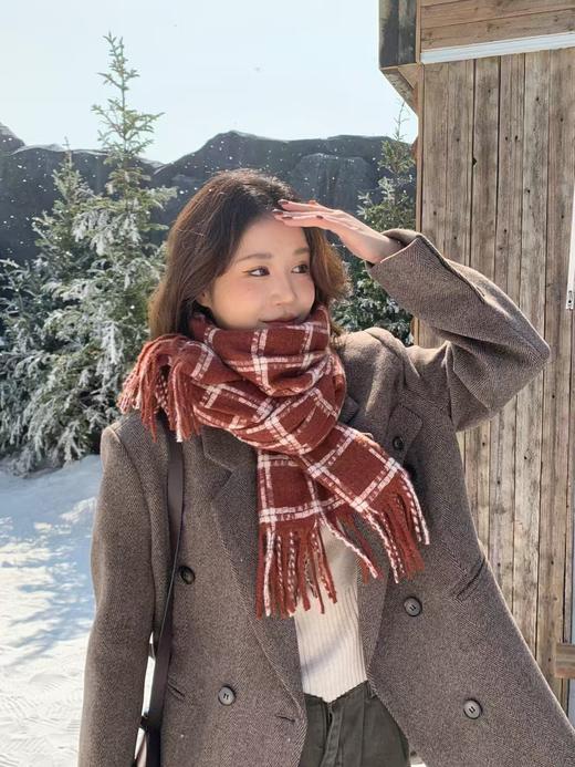 【YW】无忧购韩系ins慵懒百搭格子流苏围巾（截单后7天发货) 商品图9