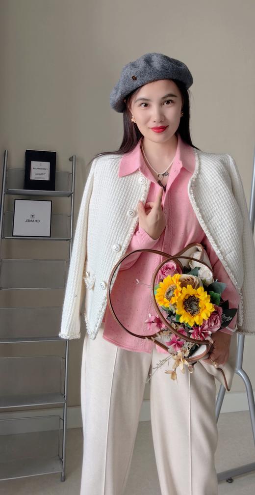 进口点子纱澳洲羊毛20羊绒衬衫式毛衣开衫 商品图10