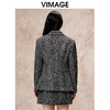 VIMAGE纬漫纪麻面粗纺深灰色气质收腰显瘦西装外套冬季新款V2203816 商品缩略图4