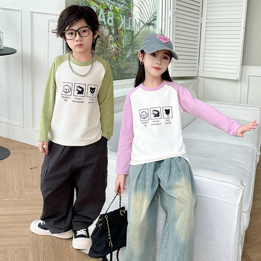 【YW】无忧购儿童秋冬内搭插肩袖拼色姜暖绒打底衫（截单后7天发货)25年清仓捡漏25年清仓捡漏 商品图5
