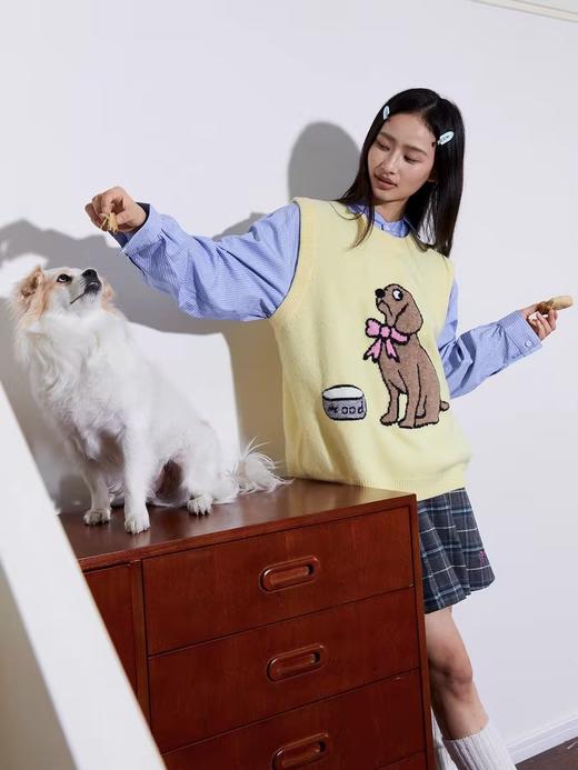 Mood Like Me/MMJ2403/提花小狗涂鸦针织马甲背心 商品图1