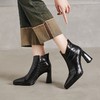 【预售5天】马丁靴高跟短靴粗跟，时尚黑色百搭英伦风尖头女鞋QS&6067 商品缩略图2