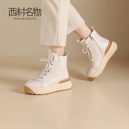 西村名物2024冬季新品厚底加绒短靴休闲简约舒适*雪地靴女T24DS48111 商品图1