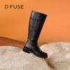 Dfuse迪芙斯2024冬季新款黑色酷飒金属扣骑士靴多条带长靴DF44117590 商品缩略图8