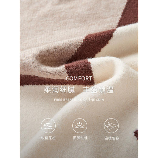 【年终特卖】熙世界不规则撞色提花套头毛衣女秋冬2025新款宽松圆领针织打底衫 商品图3