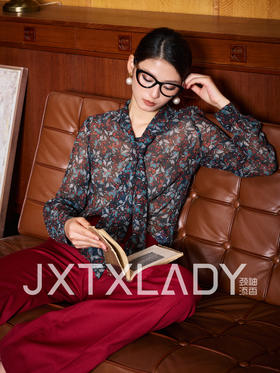 “蝶恋花”100%真丝衬衫 若隐若现优雅温婉女人味 J8132485C（四季可穿）颈袖添香