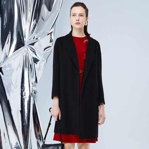 EITIE爱特爱冬装新款一粒扣中长款毛呢外套大衣7614308 商品图2