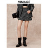 VIMAGE纬漫纪小开叉a字显瘦气质灰色小香风半身裙冬季新款V2206816 商品缩略图0