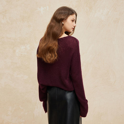 PH609斯尔丽24新款柔软亲肤美式复古含羊绒慵懒风休闲时尚显瘦针织衫 商品图1