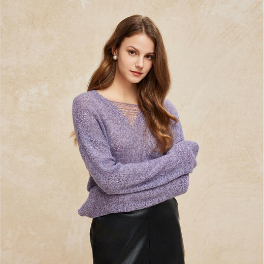 PH609斯尔丽24新款柔软亲肤美式复古含羊绒慵懒风休闲时尚显瘦针织衫 商品图4