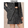 VIMAGE纬漫纪小开叉a字显瘦气质灰色小香风半身裙冬季新款V2206816 商品缩略图5