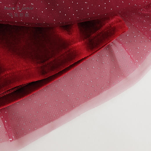 马克珍妮女童优雅丝绒网纱拼接连衣裙宝宝裙子2024秋冬新款241110 商品图4