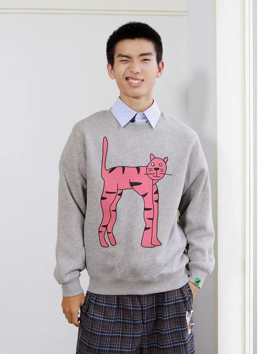 Mood Like Me/MWY2412/摇粒绒圆领粉猫咪卫衣 商品图0